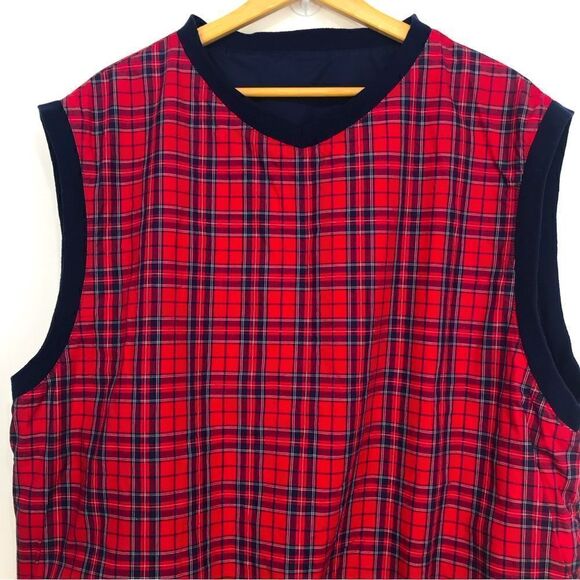 Polo Golf Ralph Lauren Navy Red Plaid Reversible Nylon Golf Performance Vest - Picture 7 of 13